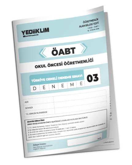 2026 YEDİİKLİM ÖABT Okul Öncesi Öğretmenliği Türkiye Geneli Deneme Sınavı 3
