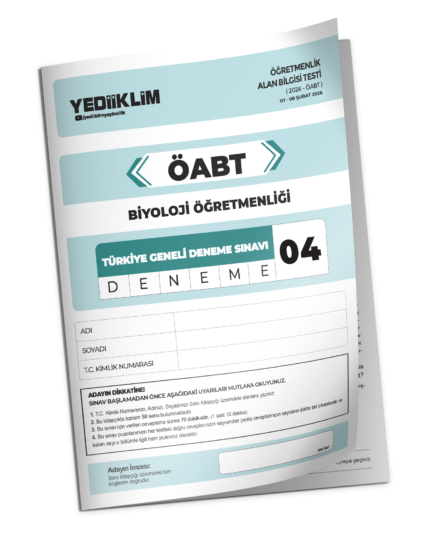 2026 YEDİİKLİM ÖABT Biyoloji Öğretmenliği Türkiye Geneli Deneme Sınavı 4