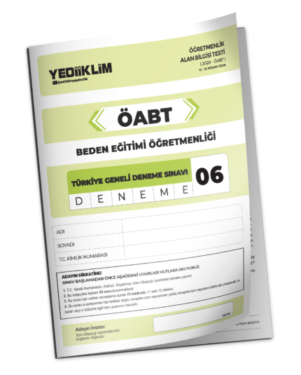 2026 YEDİİKLİM ÖABT Beden Eğitimi Öğretmenliği Türkiye Geneli Deneme Sınavı 6