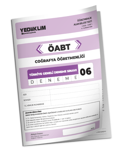 2026 YEDİİKLİM ÖABT Coğrafya Öğretmenliği Türkiye Geneli Deneme Sınavı 6