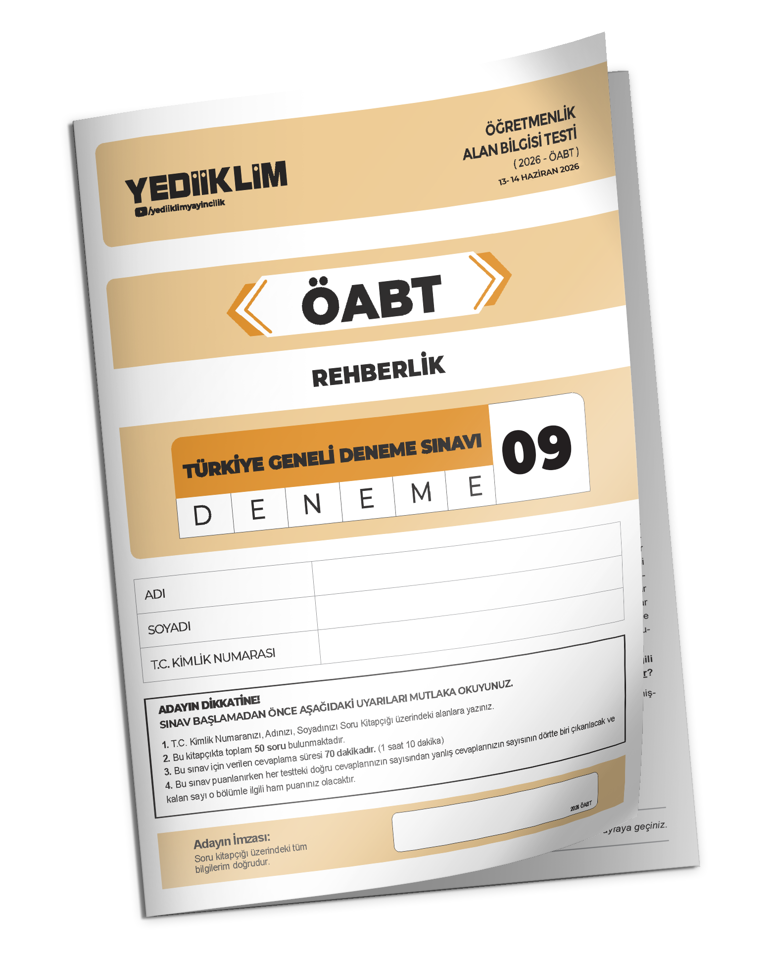 TG09-REHBERLİK 2026 YEDİİKLİM ÖABT Rehberlik Öğretmenliği Türkiye Geneli Deneme Sınavı 9 - Görsel 1