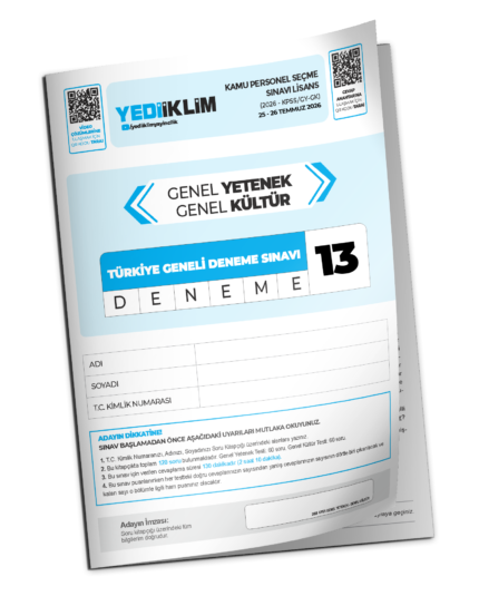 2026 Yediiklim GYGK Lisans Türkiye Geneli Deneme Sınavı 13
