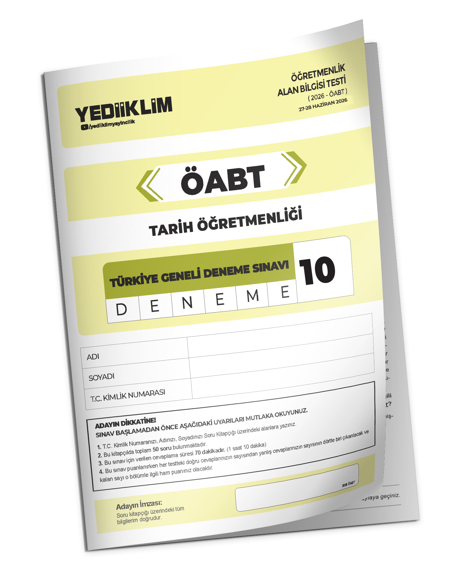 TG 10 -TARİH -3D 2026 YEDİİKLİM ÖABT Tarih Öğretmenliği Türkiye Geneli Deneme Sınavı 10 - Görsel 1