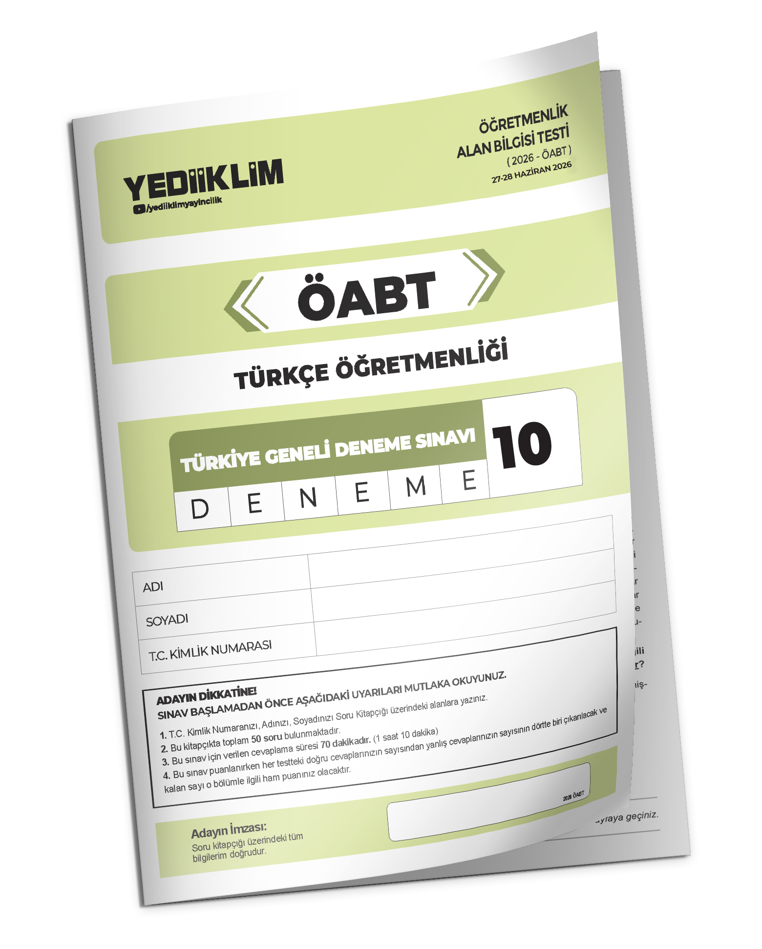 TG 10 -TÜRKÇE ÖĞRETMENLİĞİ-3D 2026 YEDİİKLİM ÖABT Türkçe Öğretmenliği Türkiye Geneli Deneme Sınavı 10 - Görsel 1