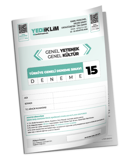 2026 Yediiklim GYGK Ortaöğretim Ön Lisans Türkiye Geneli Deneme Sınavı 15